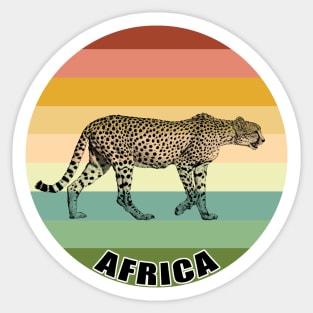 Sleek Cheetah on the Hunt on Vintage Retro Africa Sunset Sticker